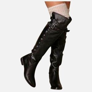 Sam Edelman Pierce Over The Knee Black Leather Boots